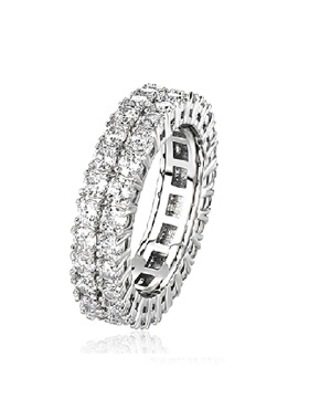 ICE BLING 7MM双排镶钻满钻锆石戒指欧美小众设计INS嘻哈风指环女