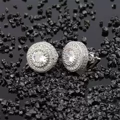 Ice Bling10Mm Rock Candy Round Full Diamond Earrings European and American Hip-Hop Trendy Jewelry Earrings Street Style