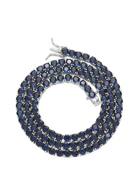 ICE BLING 宝蓝色深蓝色4MM锆石项链 欧美嘻哈个性网球链古巴链潮