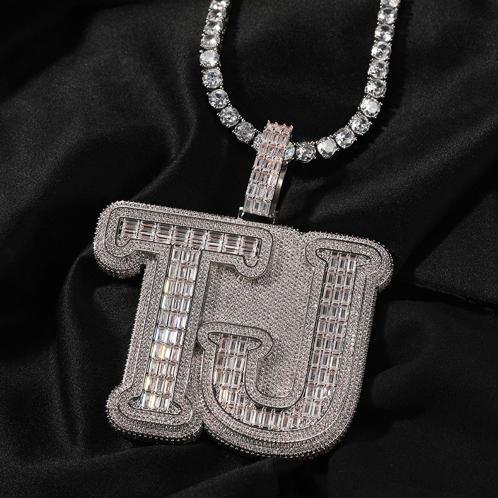 ICE BLING 嘻哈夸张个性英文字母大吊坠吊牌定制项链 说唱HIPHOP