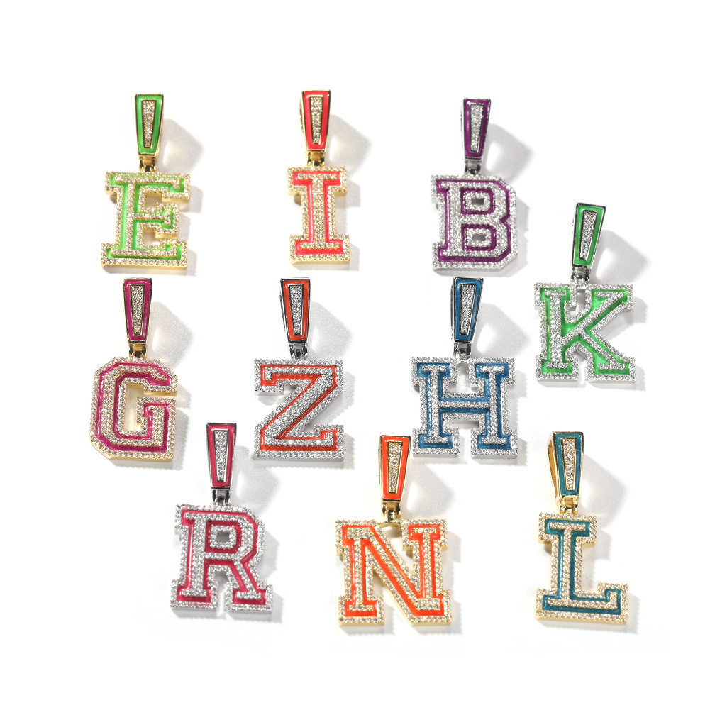 ICE BLING 夜光英文字母拼接吊坠项链 滴油个性嘻哈风节日礼物