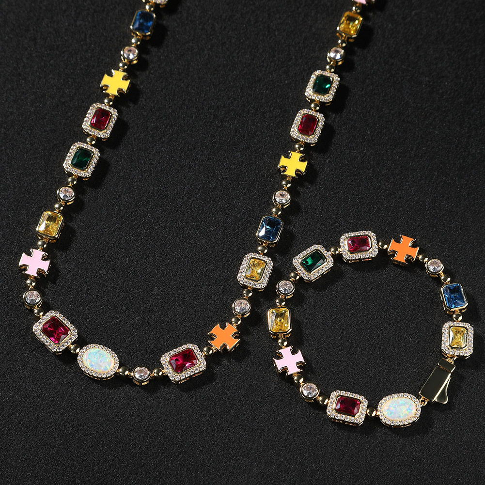 中古复古彩色彩宝项链手链