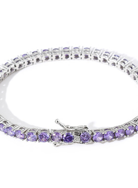 ICE BLING 4MM紫色锆石紫钻网球手链 女生细手链嘻哈简约浅紫色