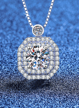 方糖S925纯银一克拉莫桑钻吊坠