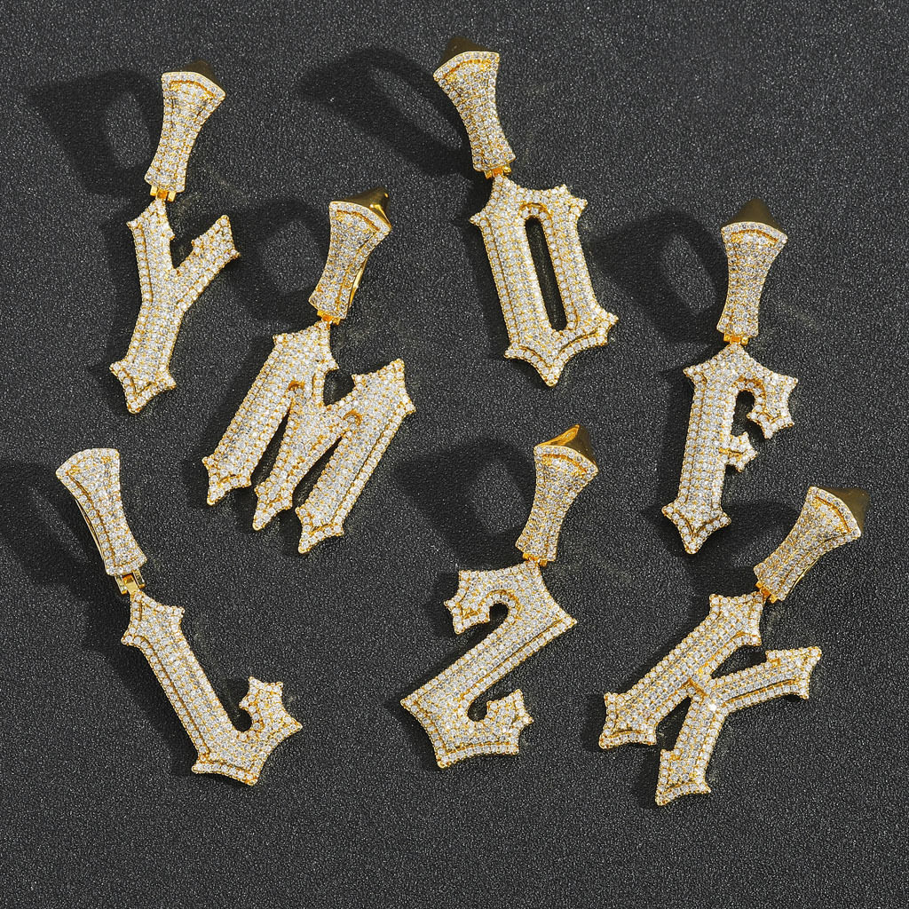 ICE BLING 毛刺个性时尚满钻英文字母吊坠项链 嘻哈个性时尚潮流