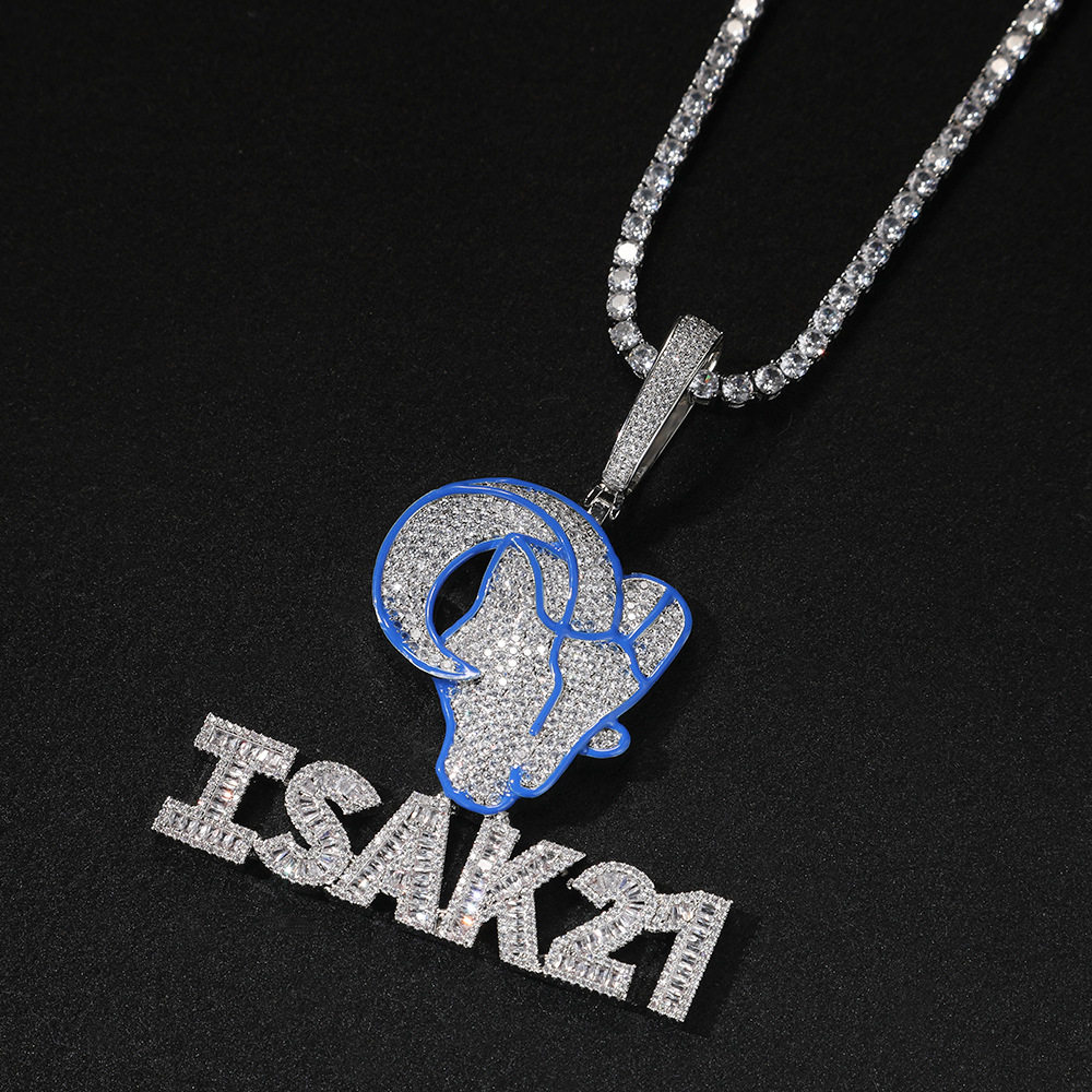 ICE BLING 山羊头英文字母定制吊坠项链 嘻哈欧美美式个性时尚潮