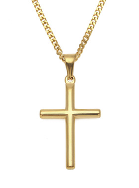 ICE BLING  镀金金色十字架项链 钛钢金色男士配饰cross necklace