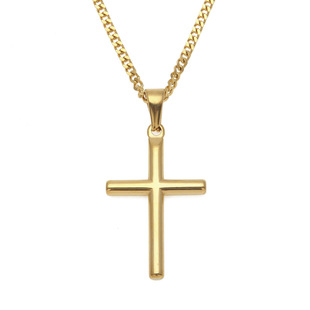 ICE BLING  镀金金色十字架项链 钛钢金色男士配饰cross necklace