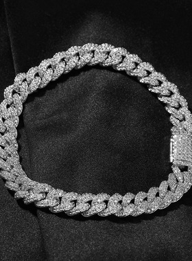 ICE BLING 8MM密钻密镶满钻泡泡古巴手链 嘻哈男女个性夜店超闪