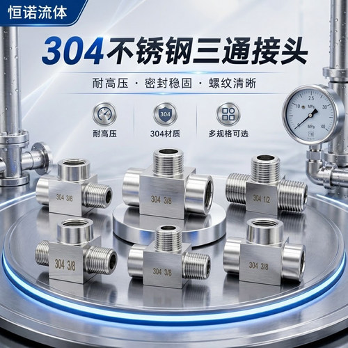 高压内外丝三通接头304不锈钢