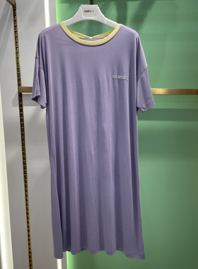 新一系XK62736新1系夏季女士清新椰油爽滑凉透气短袖睡裙家居服