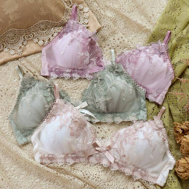 risamagli无钢圈棉聚拢刺绣文胸