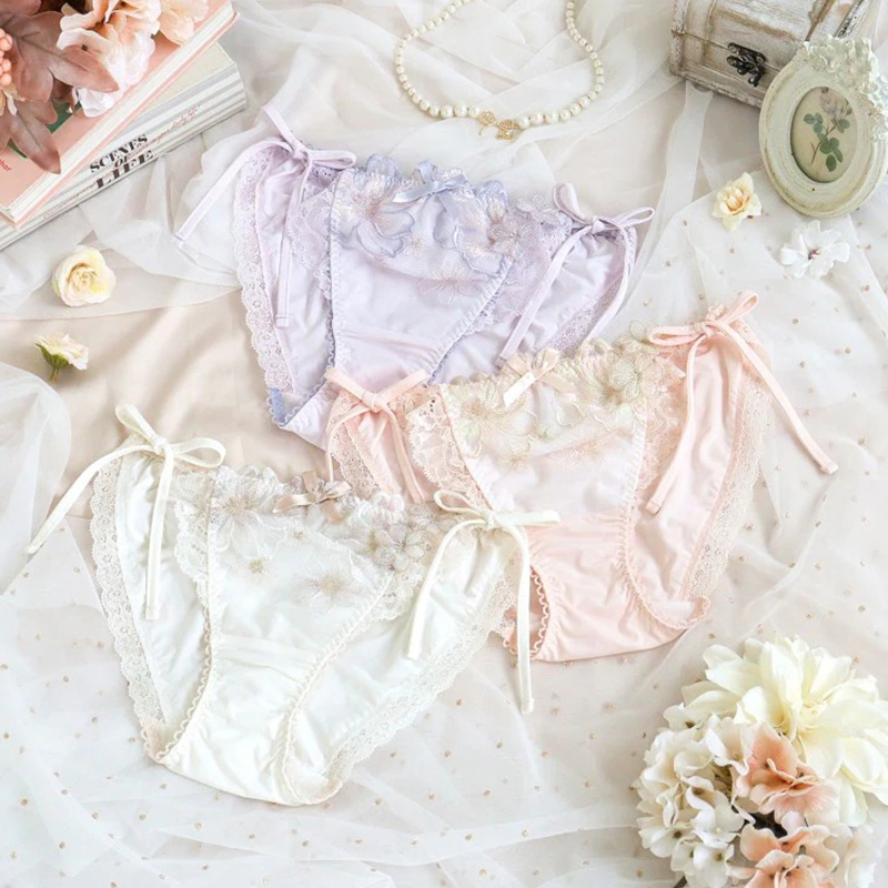 优丽娜娜系带蕾丝刺绣内裤