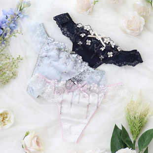 Risa Magli正品日本T字裤性感甜美丁字裤蕾丝低腰内裤白粉657