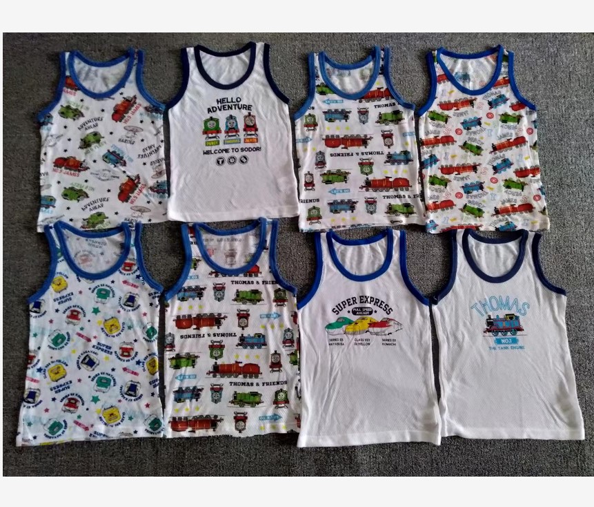 日单火车头托马斯 新干线网眼透气宝宝纯棉卡通背心90-100码 -2