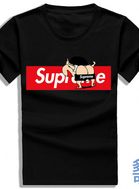 super蜡笔小新屁股男女宽松圆领直筒打底全纯棉短袖t恤衫上衣服