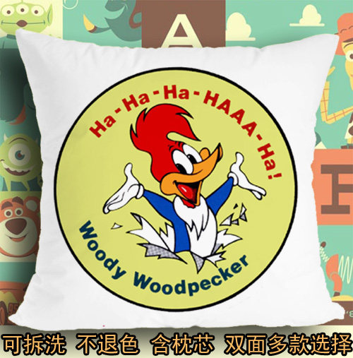 调皮啄木鸟伍迪怀旧坐垫座垫软垫抱枕头毛绒靠垫子