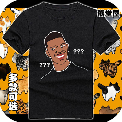 NickYoungFace尼克杨表情包黑人问号全纯棉短袖t恤衫半袖上衣服