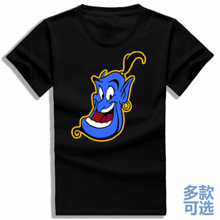 阿拉丁神灯一千零一夜灯神直筒圆领宽松全纯棉短袖t恤衫半袖衣服