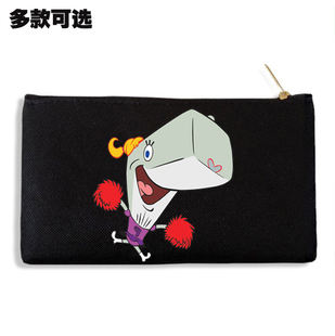海绵宝宝珍珍小蜗龙虾拉里文具盒帆布手拿零钱包手机包收纳袋子