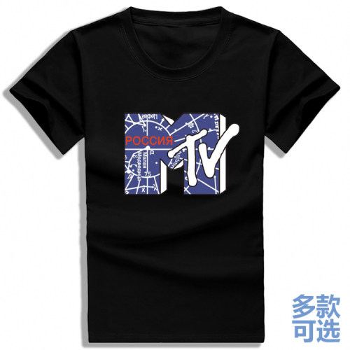 MTV Music Television音乐电视打底宽松全纯棉短袖t恤衫半袖衣服