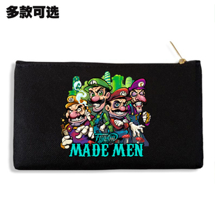 超级玛丽马里奥路易瓦里奥瓦路易基帆布手拿零钱包手机包收纳袋子