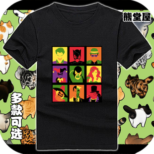 纯棉t恤短袖男女衣服小丑猫女双面企鹅稻草人贝恩蝙蝠侠反派pop风