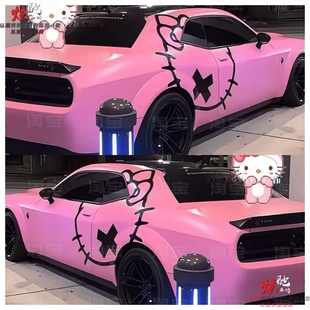 道奇挑战者SRT凯蒂猫车贴拉花地狱猫野马大黄蜂 kt猫车身卡通贴纸