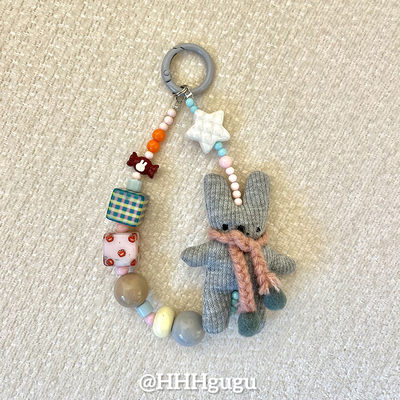 HHHgugu手机链条可爱兔子挂绳短挂绳挂链手机链钥匙扣饰品ccd挂绳