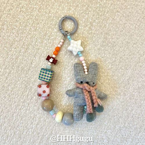 HHHgugu手机链条可爱兔子挂绳短挂绳挂链手机链钥匙扣饰品ccd挂绳