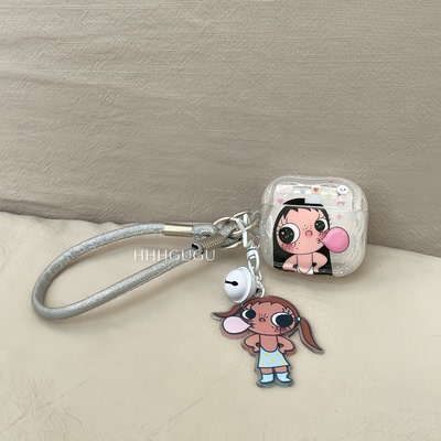 HHHgugu 可爱卡通吹泡泡小玉适用于AirPods3保护套带挂坠AirPods第三代苹果airpods1/2代pro无线蓝牙耳机套