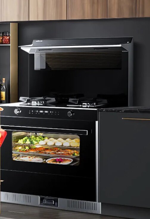 亿田ZM902ZK-S 集成灶蒸烤炸一体蒸箱烤箱 黑晶台面 17.5超强吸力