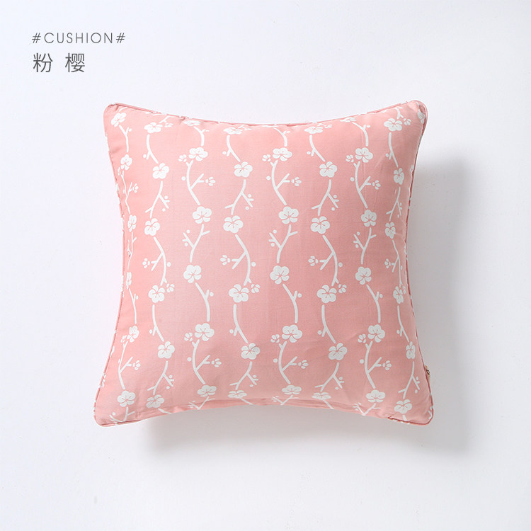 古堡花园推荐纯棉加厚K线靠垫套抱枕套 欧花粉樱马达加斯加春笋
