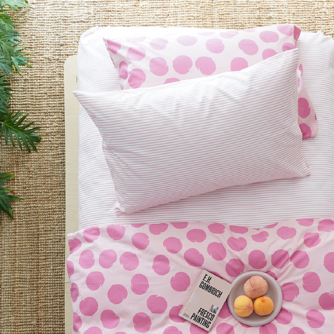 古堡花园竹节全棉四件套空调被AB版治愈系床品套件 清水白桃