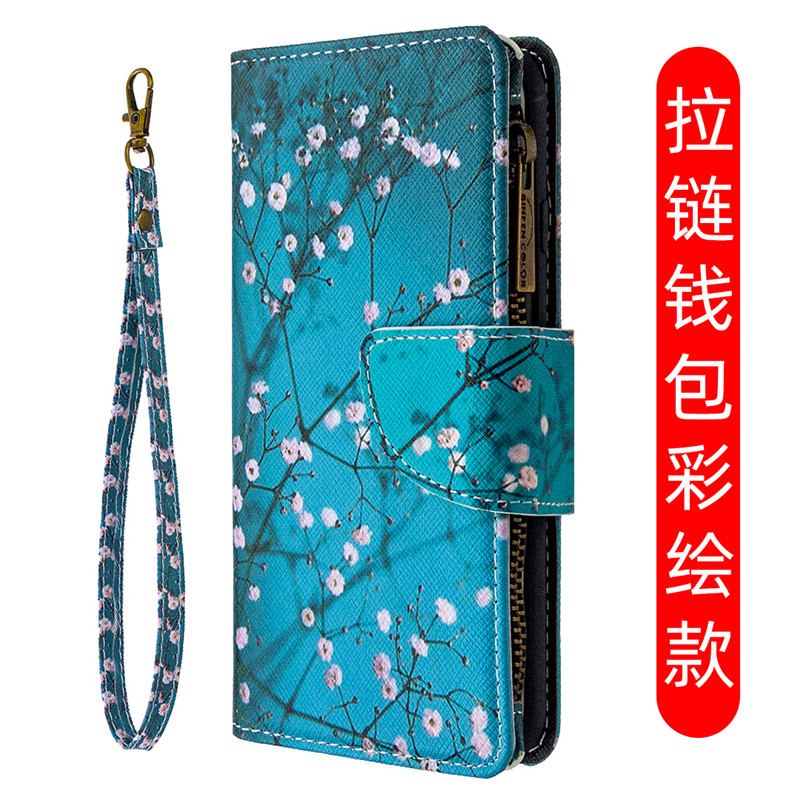 适用于拉链钱包款畅享9华为Y7Pro2019保护套Y7Prime2019手机壳Y7 2019彩绘翻盖支架插卡欧美中国风送挂绳