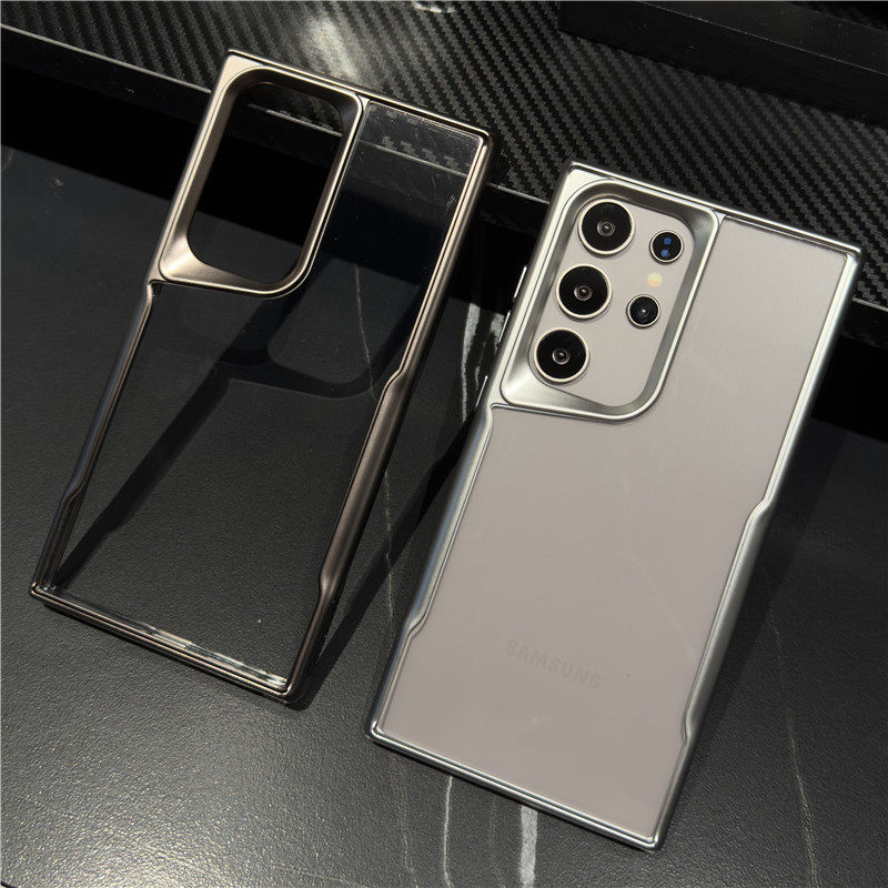 适用S25三星S22透明S23亚克力S24不会发黄Ultra手机壳S24+电镀Plus金属质感磁吸充电磨砂网红高级护甲小蛮腰