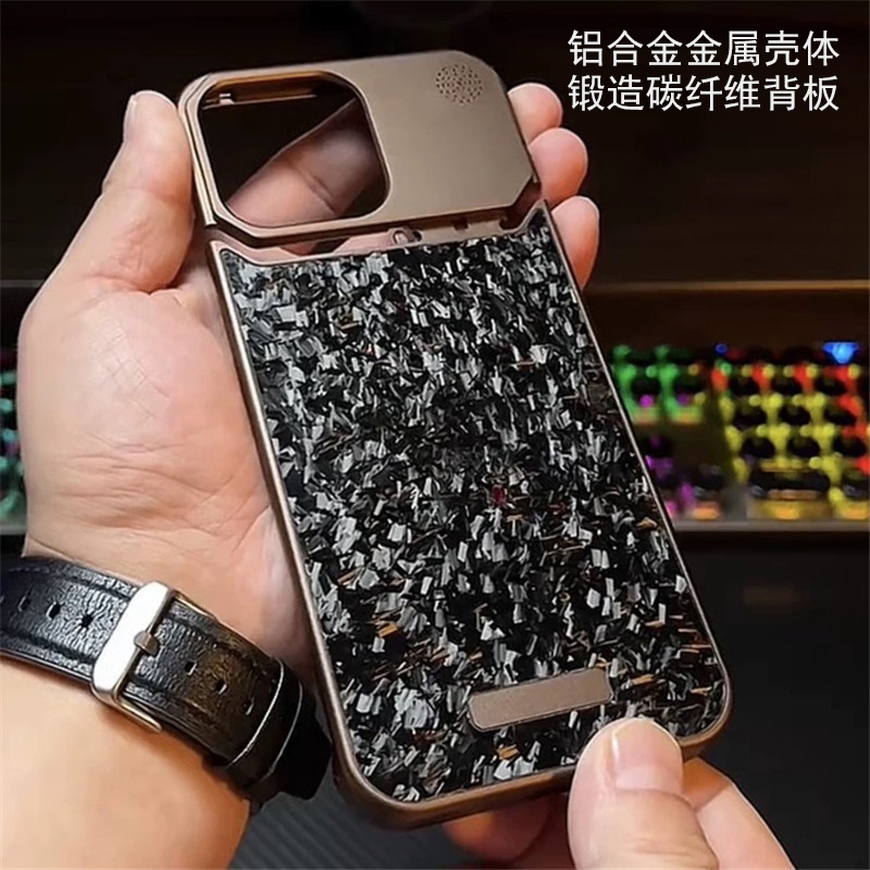 适用于iPhone苹果16金属15铝合金14洞洞散热13香薰Pro手机壳MAX推拉保护套高级感无边框实木碳纤维皮质皮革