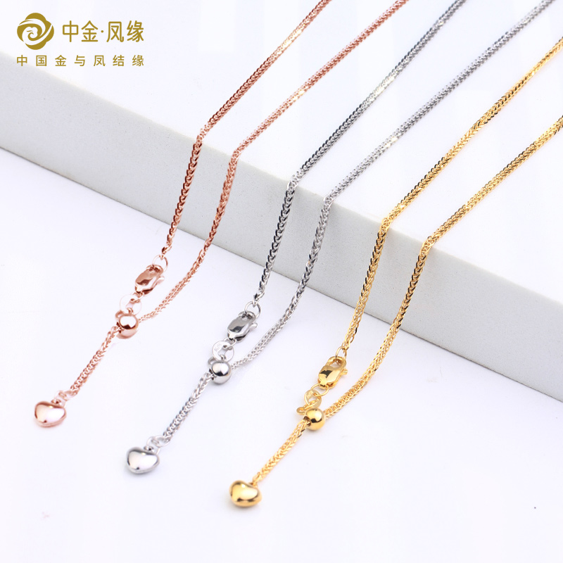 18k金女肖邦项链加粗闪亮