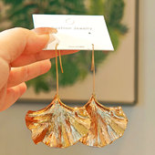 众利美佳 气质枫叶流苏耳挂大气秋冬树叶耳饰 欧美夸张重工时尚