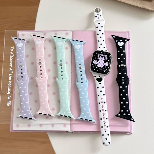 歪斜小蛮腰爱心硅胶钉扣适用iwatchs11苹果表带SE3456小众简约s78
