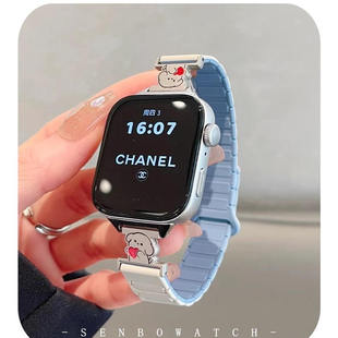 硅胶磁吸爱心小狗表带9适用华为fit4 3手环11pro荣耀X5亲选2i腕带