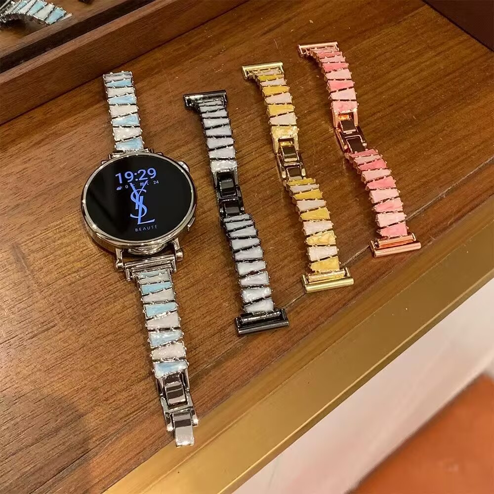 适用iwatch10代gt3金属仿陶瓷滴胶手镯表带华为GT5pro/4手环8/9女