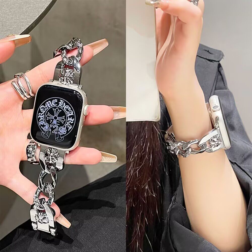 潮牌克罗芯金属链条表带适用华为FIT3/2手表带荣耀5亲选2i小香风4