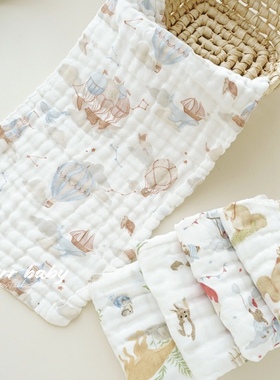 Kerry baby【六层纯棉纱布】洗澡巾儿童洗脸巾新生儿方巾宝宝浴巾