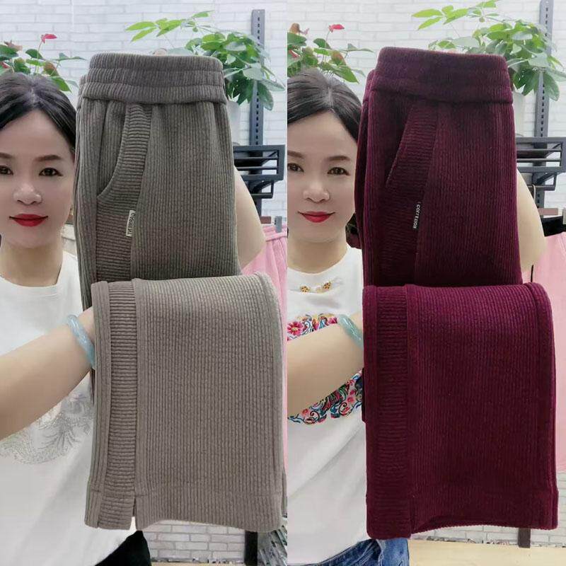 韩版雪尼尔直筒裤秋冬新款加厚时尚气质女中年阔腿裤垂感显瘦百搭