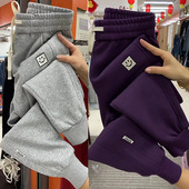 女高腰百搭哈伦裤 卫裤 子女紫色九分裤 显瘦时尚 2024春季 休闲裤 新款