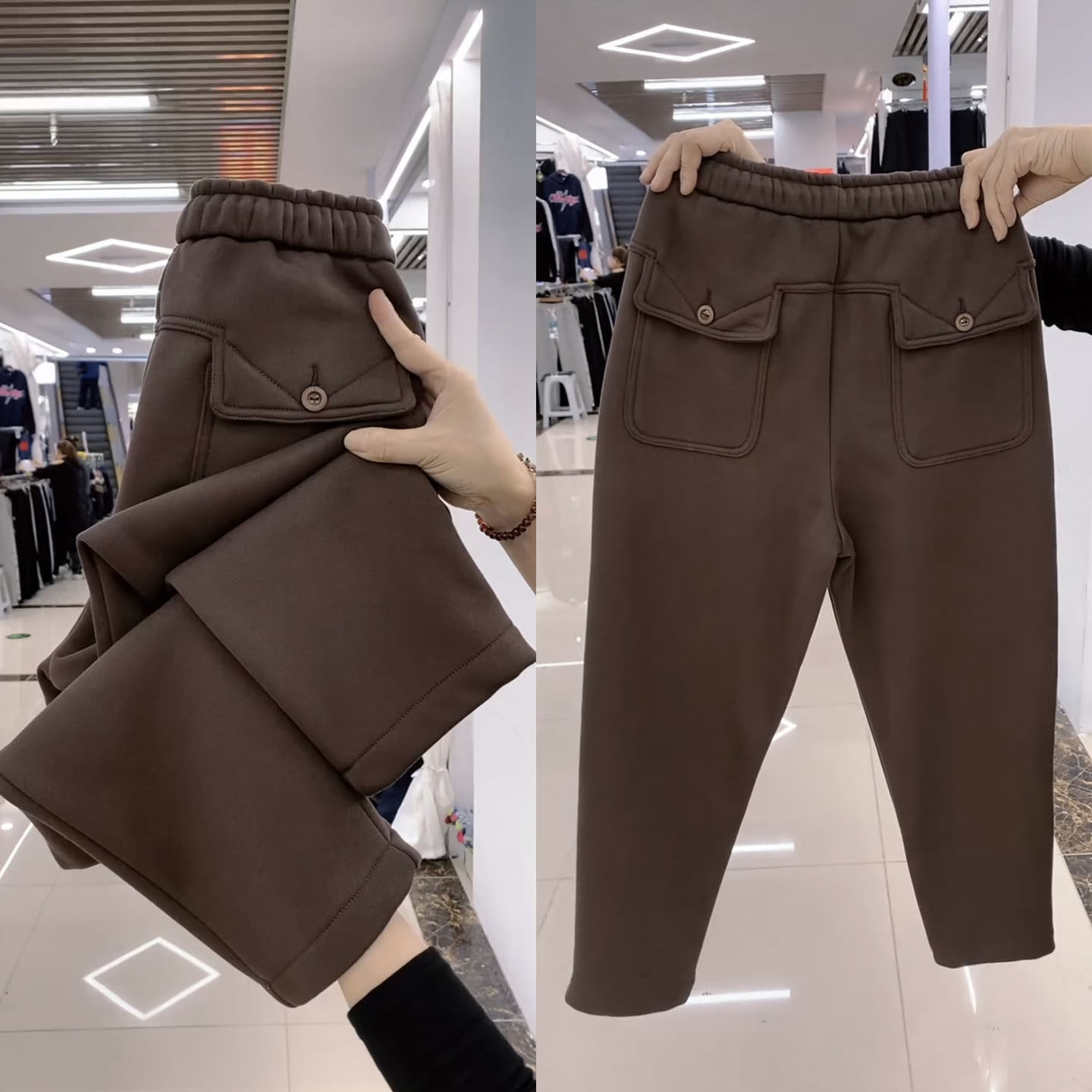 冬季小个子加绒九分裤高腰百搭宽松保暖哈伦裤显瘦遮肉休闲妈妈裤