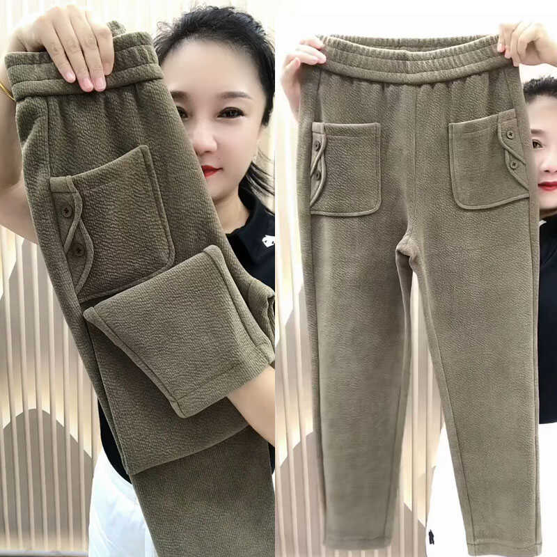 灯芯绒中年妈妈裤高腰显瘦直筒裤