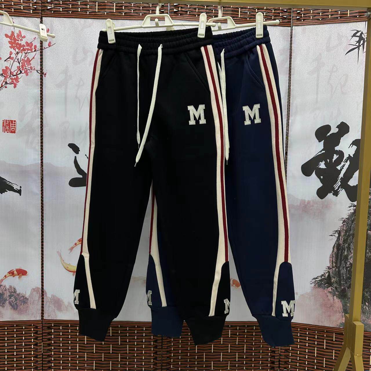 休闲裤显瘦百搭九分裤绣花卫裤