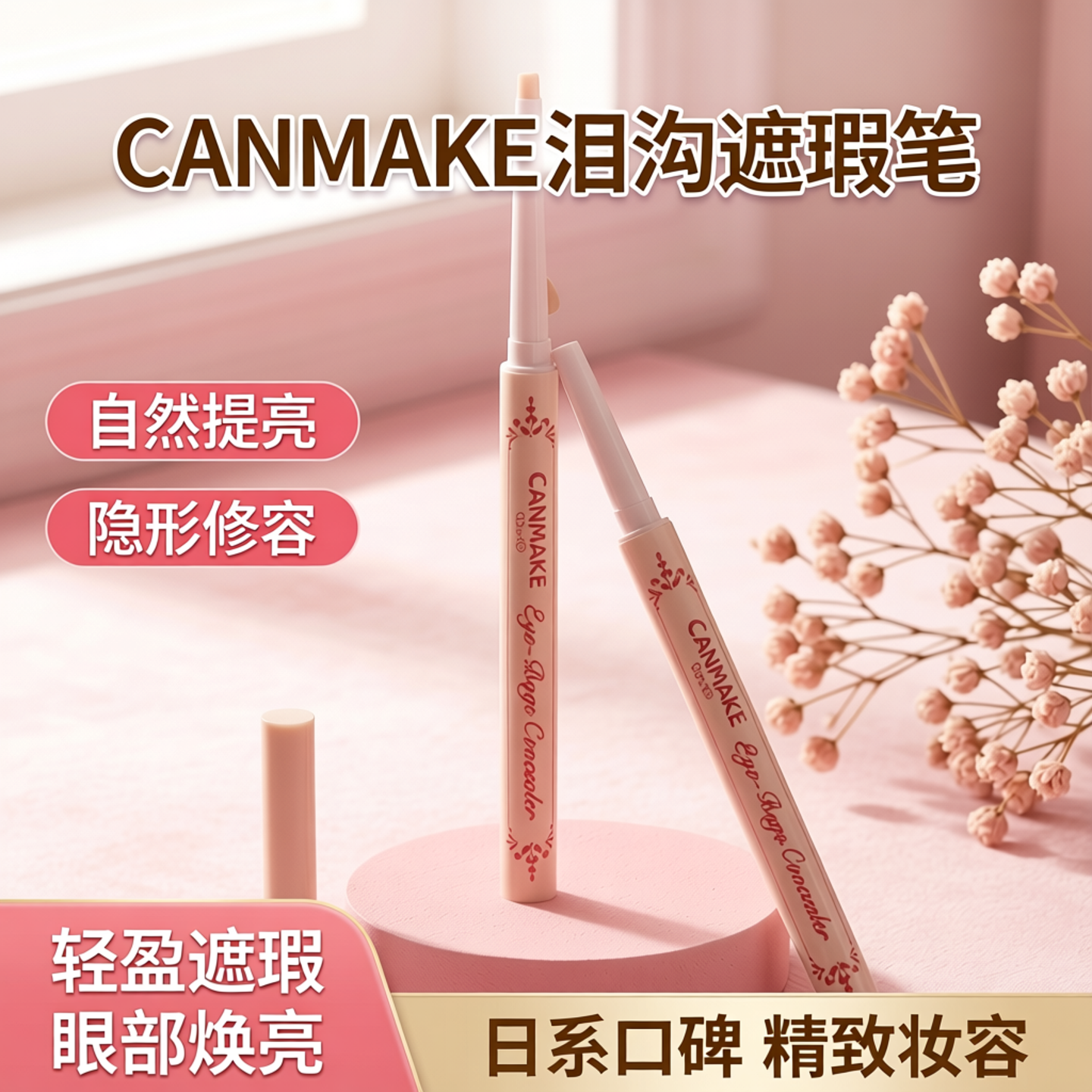 日本canmake井田砍妹泪沟眼袋遮瑕笔提亮黑眼圈卧蚕笔自然修容